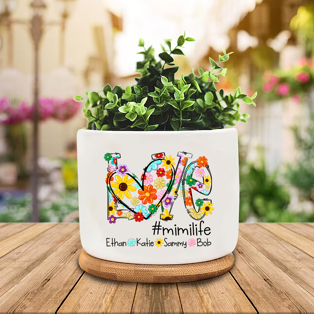 Colorful Love Daisy Grandma Plant Pot