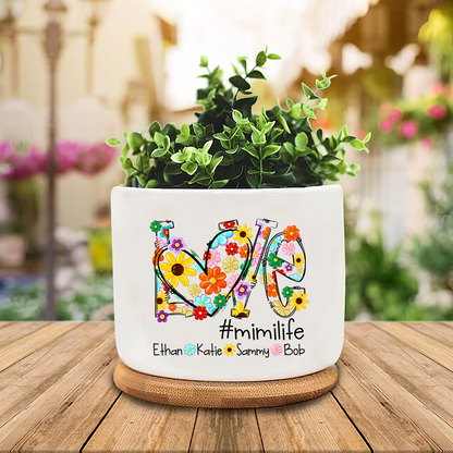 Colorful Love Daisy Grandma Plant Pot