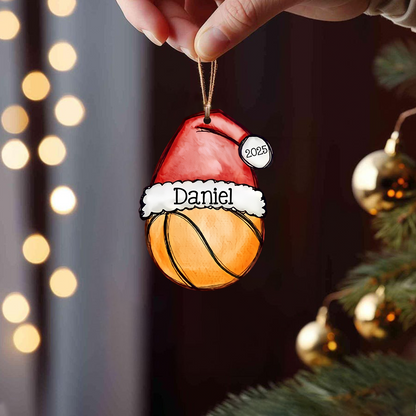 Personalized Sports Ball Ornament, Custom Christmas Tree Decoration with Name & Year 2025