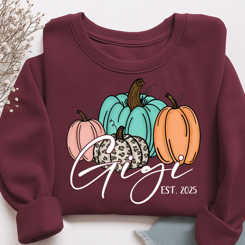 Personalized Gigi Pumkins Sweatshirt, Gifts for Grandma and Grandchild