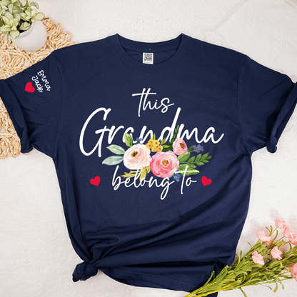 This Grandma Belongs to Shirt, Personalized Grandma T-Shirt with Custom Kids Names and Floral Design