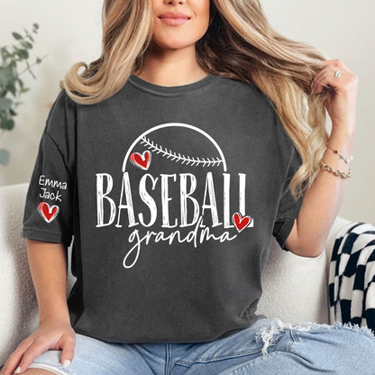 Baseball Nana Personalized T-Shirt, Cute Heart Baseball Design Nana T-Shirt