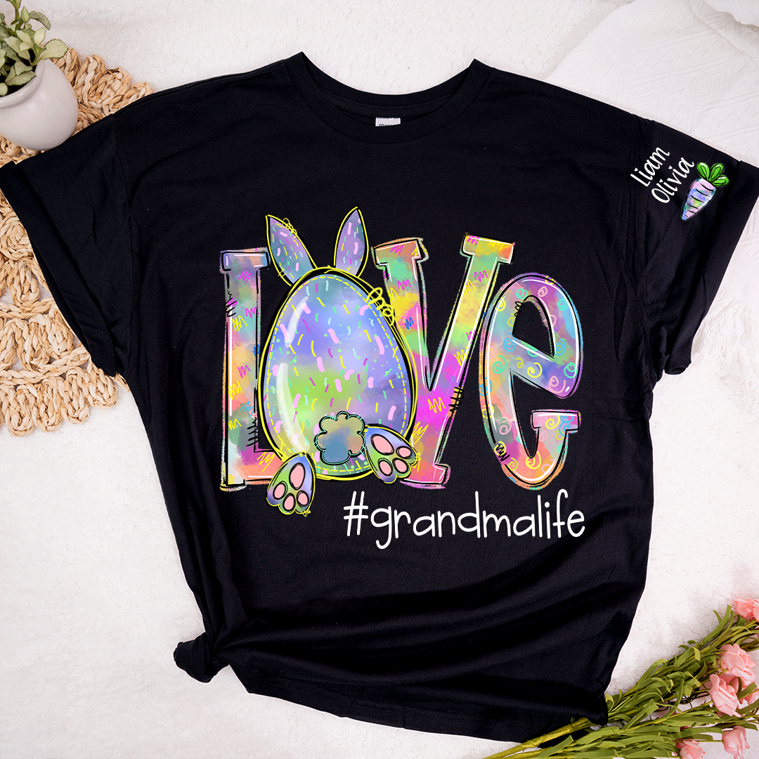 Love Grandma Life Rainbow Easter Bunny And Kids Carrot LTP01