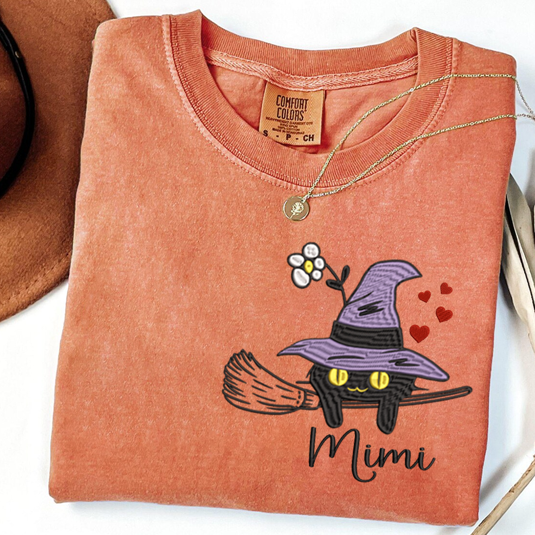 Comfort Colors® T-Shirt Personalized Grandma Cat Halloween, Gift for Mimi and Kids