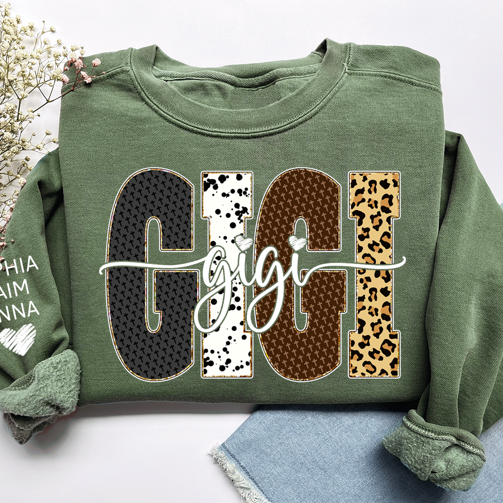 Bible Art & Lettering, Personalized Gigi Sweatshirt – Custom Grandchild Name on Sleeve
