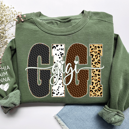 Bible Art & Lettering, Personalized Gigi Sweatshirt – Custom Grandchild Name on Sleeve