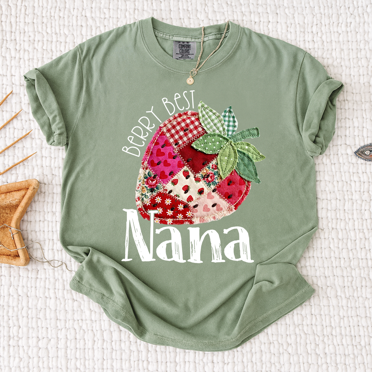Comfort Colors® Berry Best Nana Shirt, Cute Strawberry Patchwork Design for Grandmother Gift