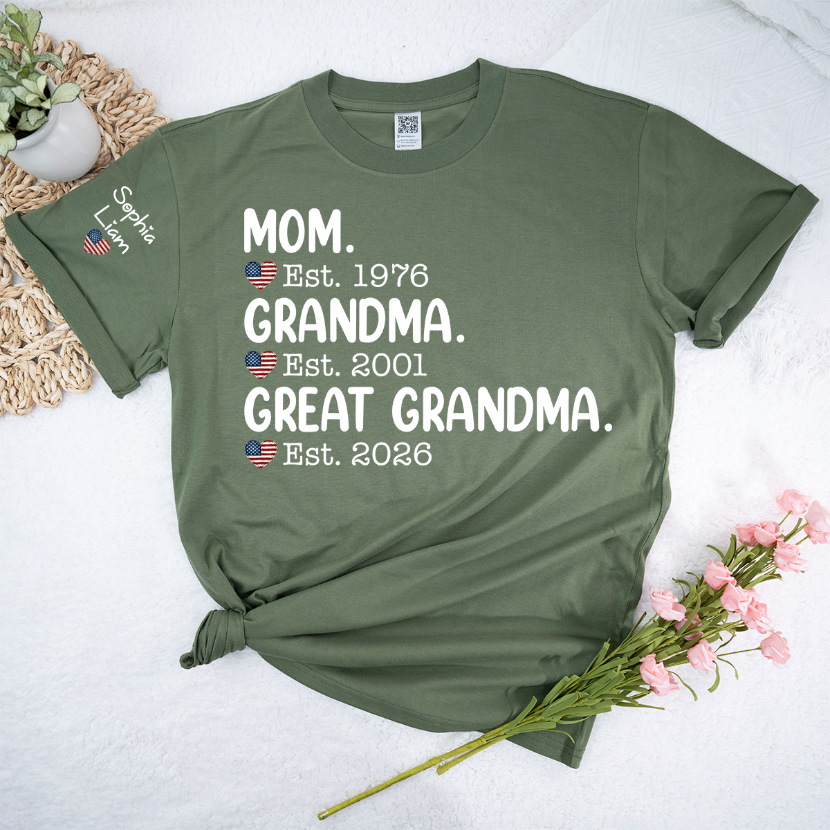 Mom Grandma Great Grandma T Shirt, Est Year Custom Shirt, Personalized Family Gift with Names, Meaningful Gift for Mother Grandmother