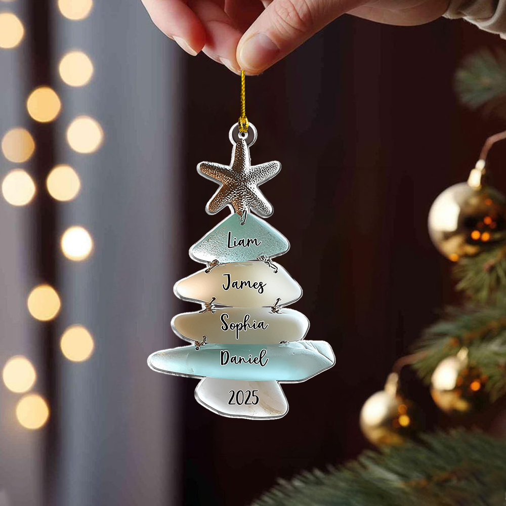 Family Sea Christmas Tree - Personalized Family Acrylic Ornament