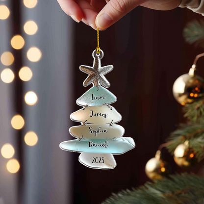 Family Sea Christmas Tree - Personalized Family Acrylic Ornament