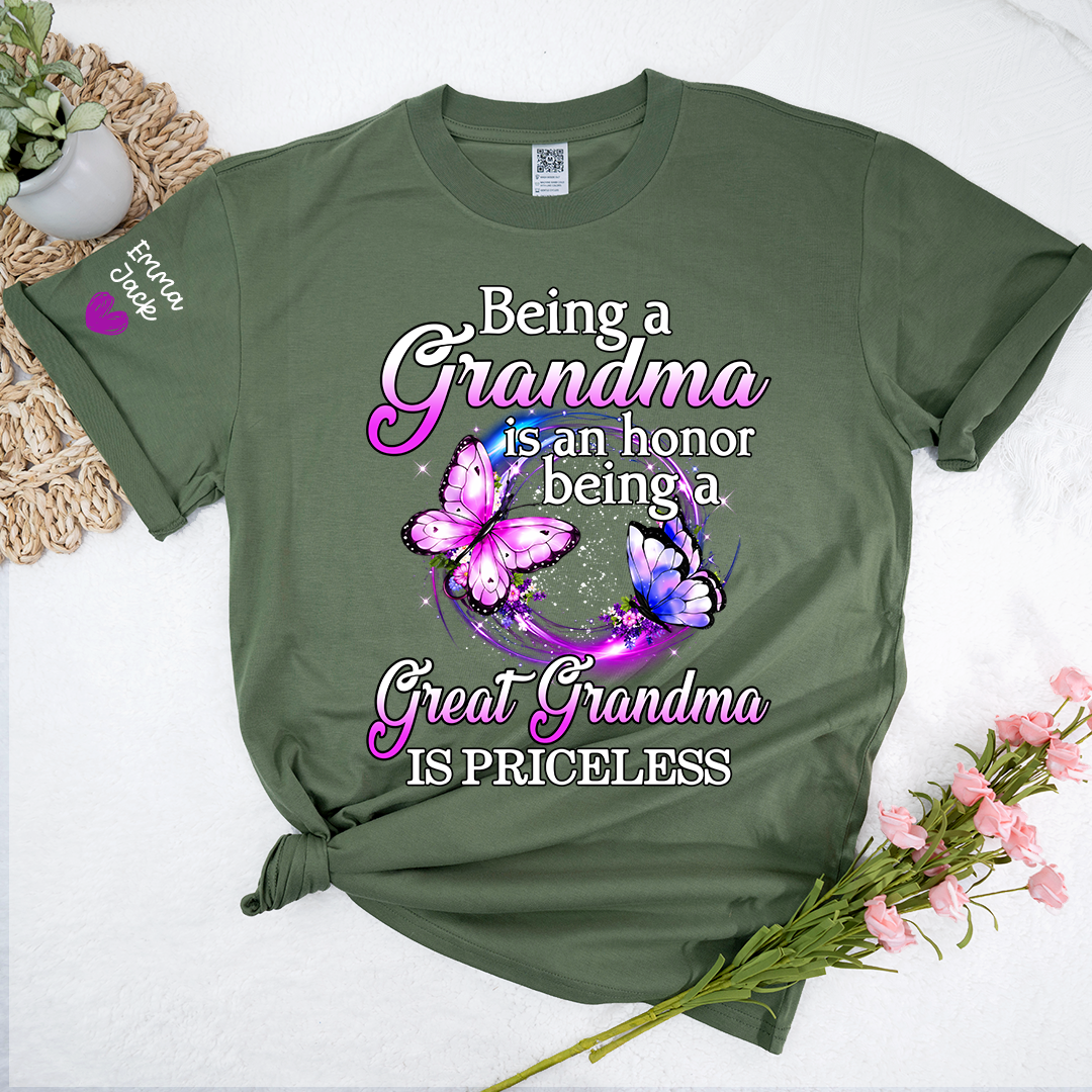 Being Grandma Is An Honor Being A Great Grandma Is Priceless, T-Shirt For Gift Grandma And Kids