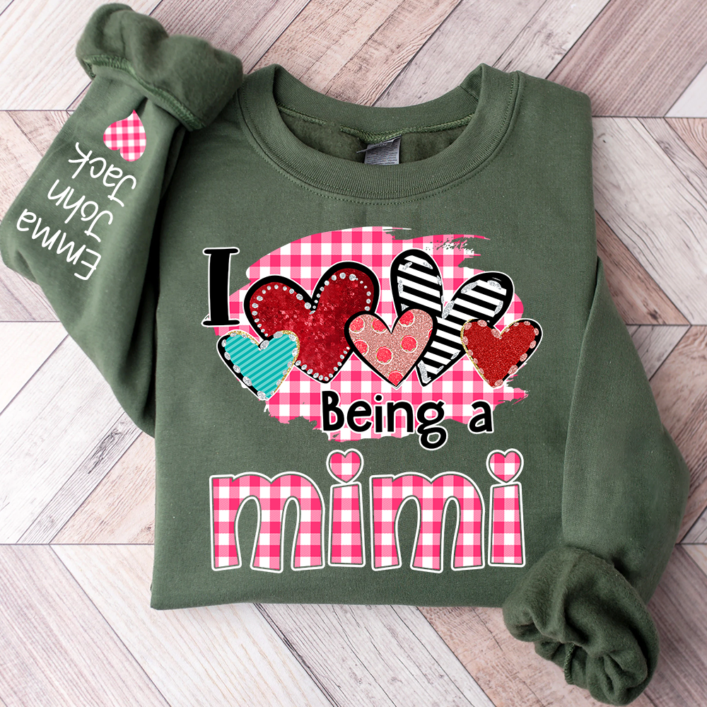 Valentine Mimi Crewneck Sweatshirt, Cute Heart Family Love Design, For Gift Grandma And Kids
