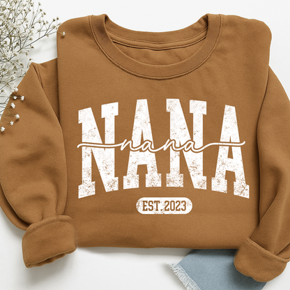 Nana Est. 2025 Custom Sweatshirt Gift For Grandma And Grandchild