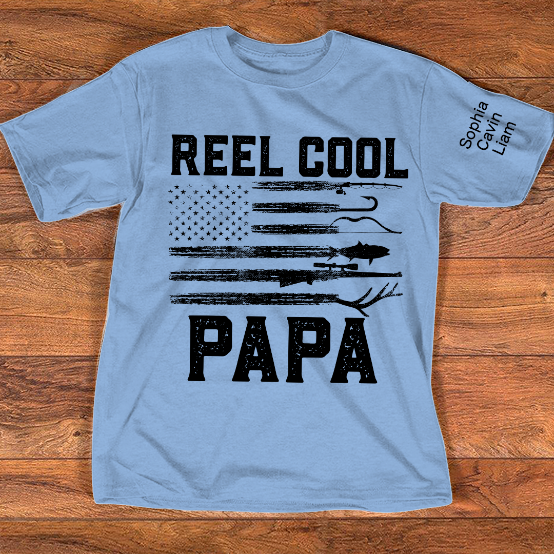 Patriotic Fishing Shirt Reel Cool Papa Quote Angler Gift for Dad Grandpa