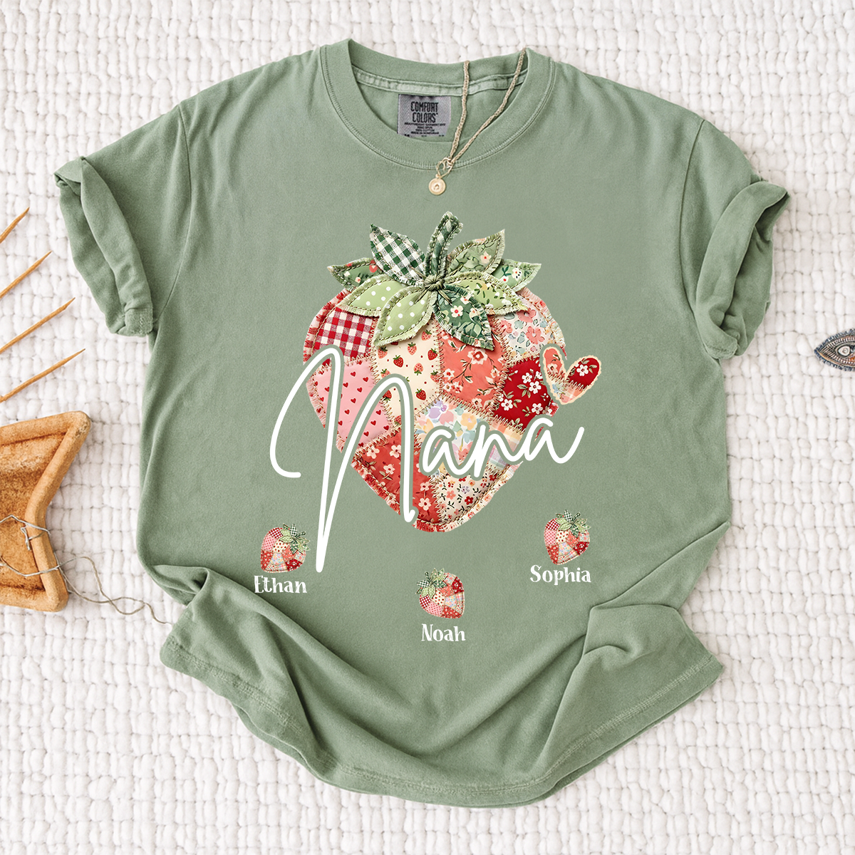 Comfort Colors® Nana Strawberry Graphic Tee, Fun and Sweet Personalized Grandma Shirt For Gift Nana And Kids
