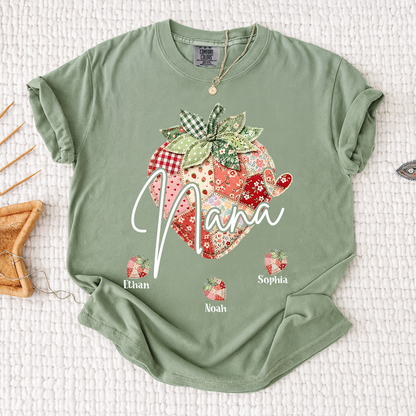 Comfort Colors® Nana Strawberry Graphic Tee, Fun and Sweet Personalized Grandma Shirt For Gift Nana And Kids