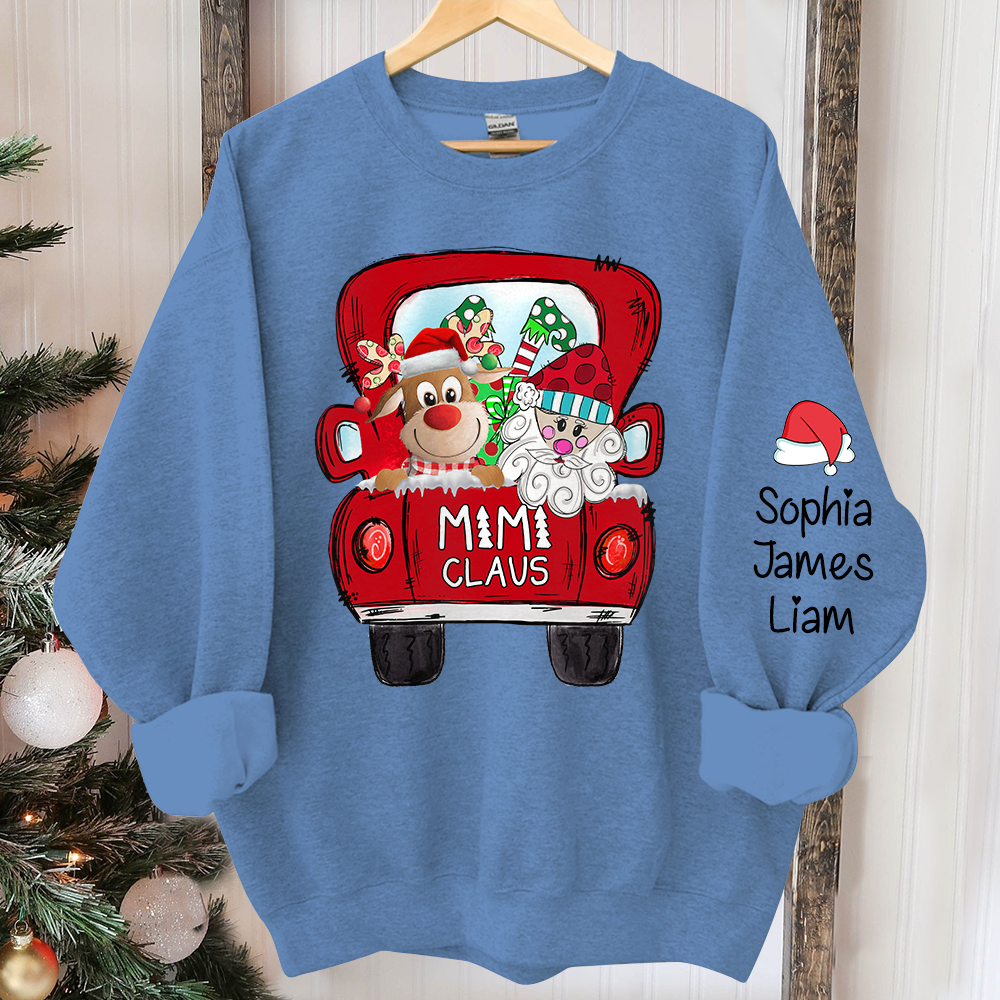 Personalized Mimi Claus Sweatshirt, Custom Grandma With Grandkids Name Xmas Sweatshirt