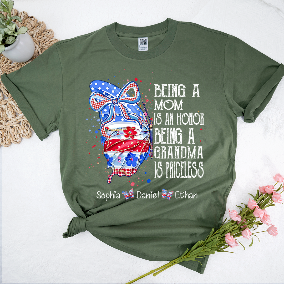 Custom Lovely Butterfly Bow Design With The American Flag, A Personalized Gift For Mom On Independence Day, July 4th