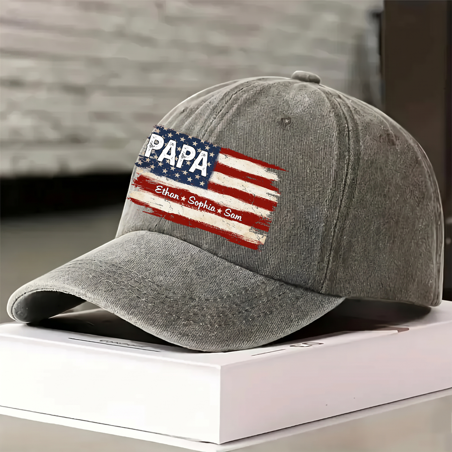 Personalized Papa Ands Grandkids Flag American