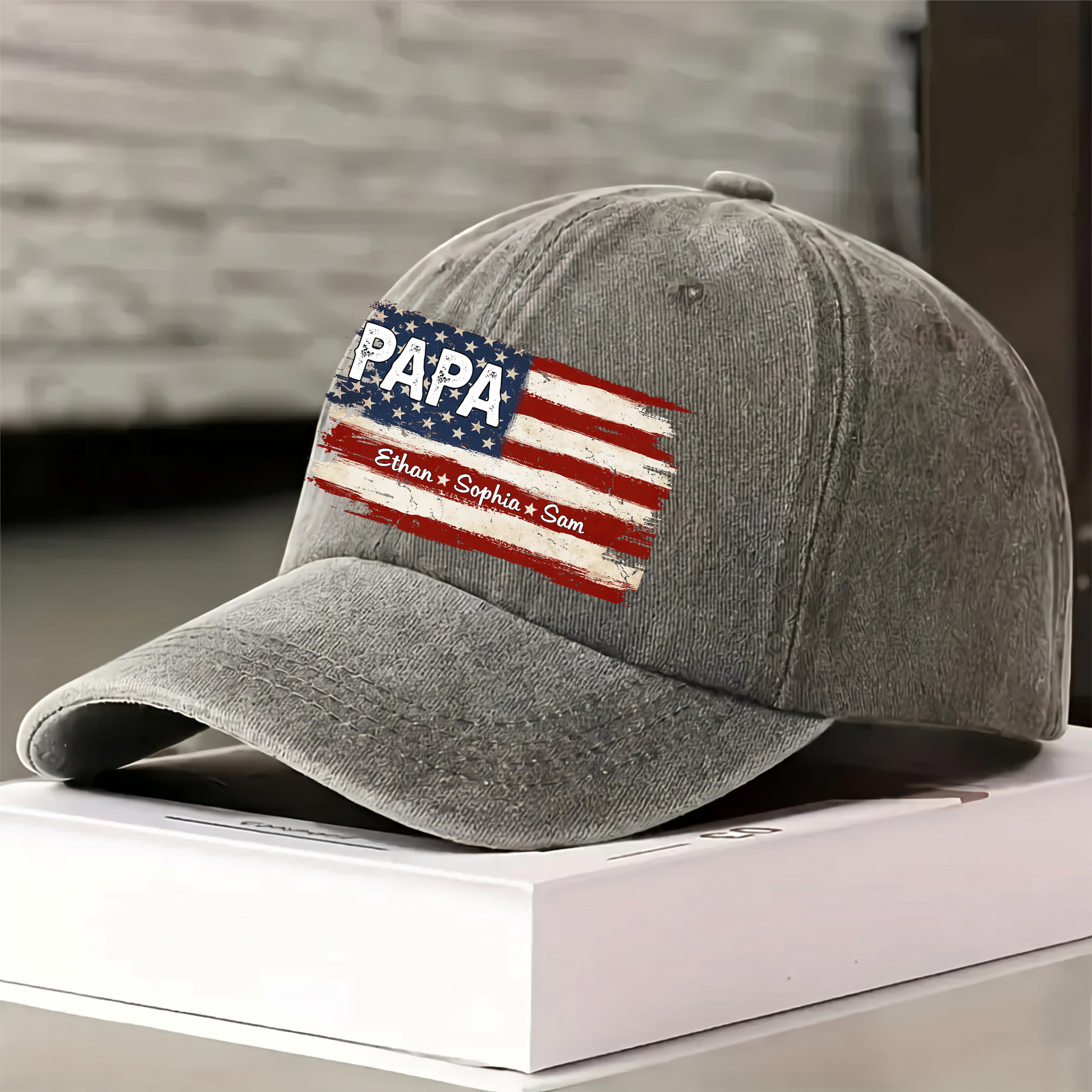 Personalized Papa Ands Grandkids Flag American