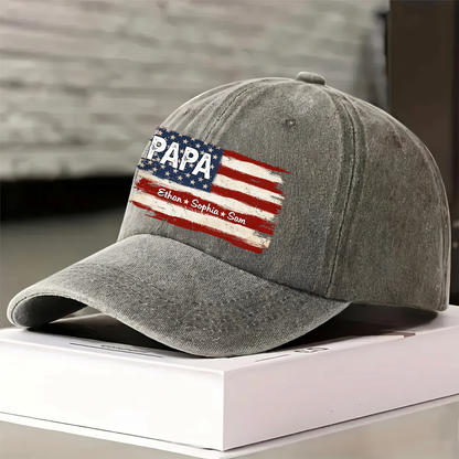 Personalized Papa Ands Grandkids Flag American