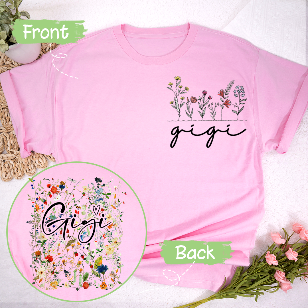 Personalized Gigi Wildflower Trend 2025 T-Shirt, Custom Grandma And Grandkids Shirt