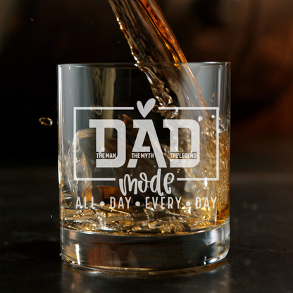 Dad Mode All Day Every Day - Daddy And Kids Whiskey Glass
