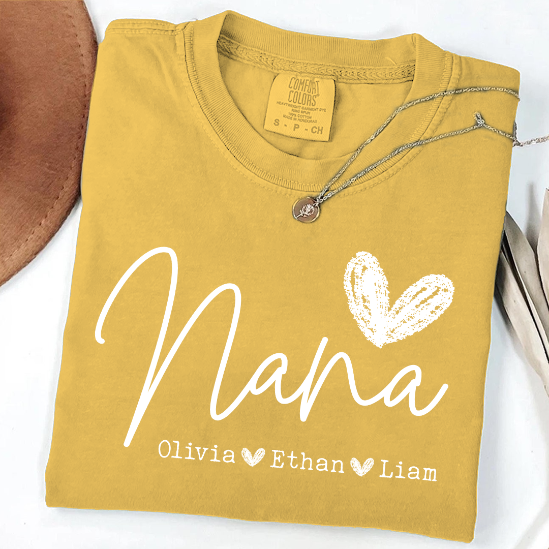 Comfort Colors Personalized Nana Shirt, Custom Grandma T Shirt with Grandkids Names, Unique Gift for Nana, Perfect for Mother's Day, Birthday