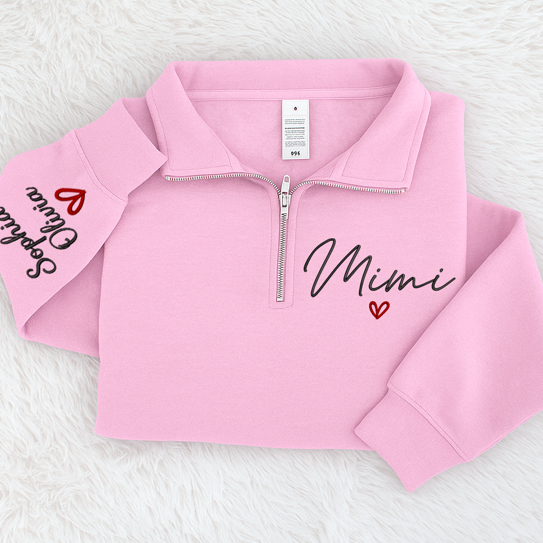 Personalized Hand Embroidered Mimi Sweater, Gift for Grandma and Grandchildren's Names