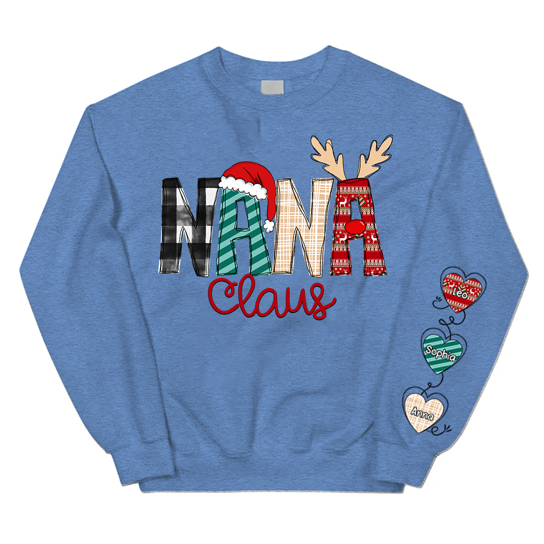 Personalized Nana Claus With Grandkids Sweatshirt