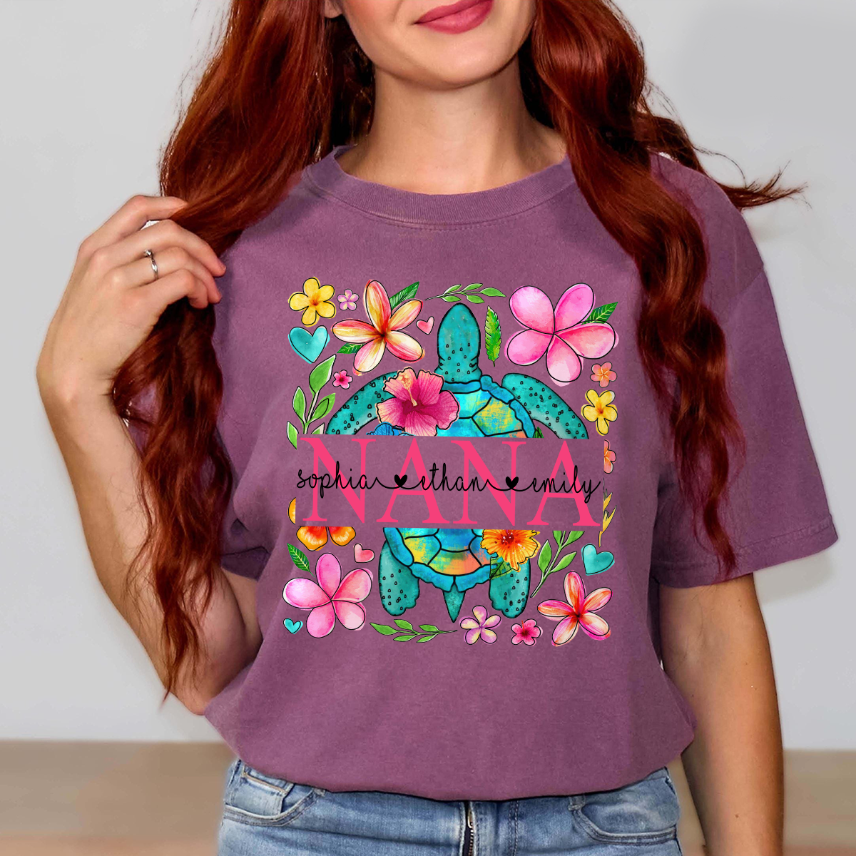 Comfort Colors® Nana Turtle Summer Flower And Grandkids 2025 Shirt