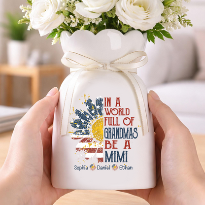 Personalized Mimi Flower Vase, In a World Full of Grandmas Be a Mimi, Custom Gift with Family Names