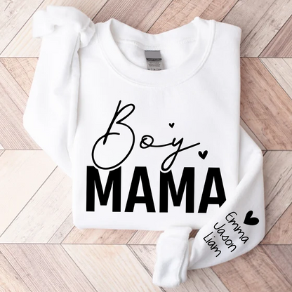 Personalized Boy Mama With Kids, Gift For Mom TH Sweatshirt, Mother's Day Shirt For Mom Mama Mommy