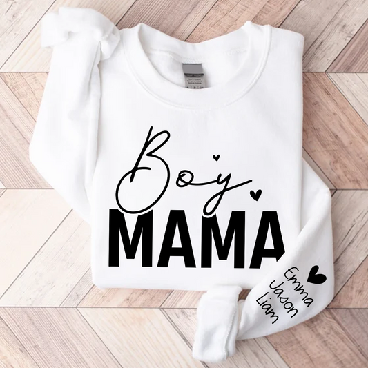 Personalized Boy Mama With Kids, Gift For Mom TH Sweatshirt, Mother's Day Shirt For Mom Mama Mommy