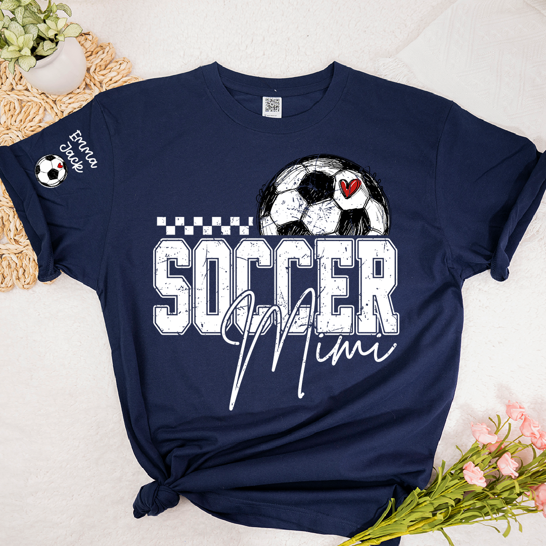 Soccer Mimi Shirt Personalized with Grandkids Names, Soccer Ball Graphic Family T Shirt