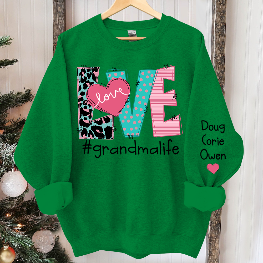 Personalized Love Grandma Life Trend Sweatshirt, Custom Grandma and Grandkids Sweatshirt