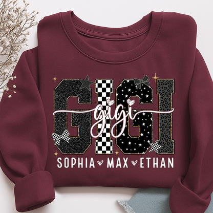 Gigi Style Star Plaid Design, Custom Gifts for Grandma and Grandchild