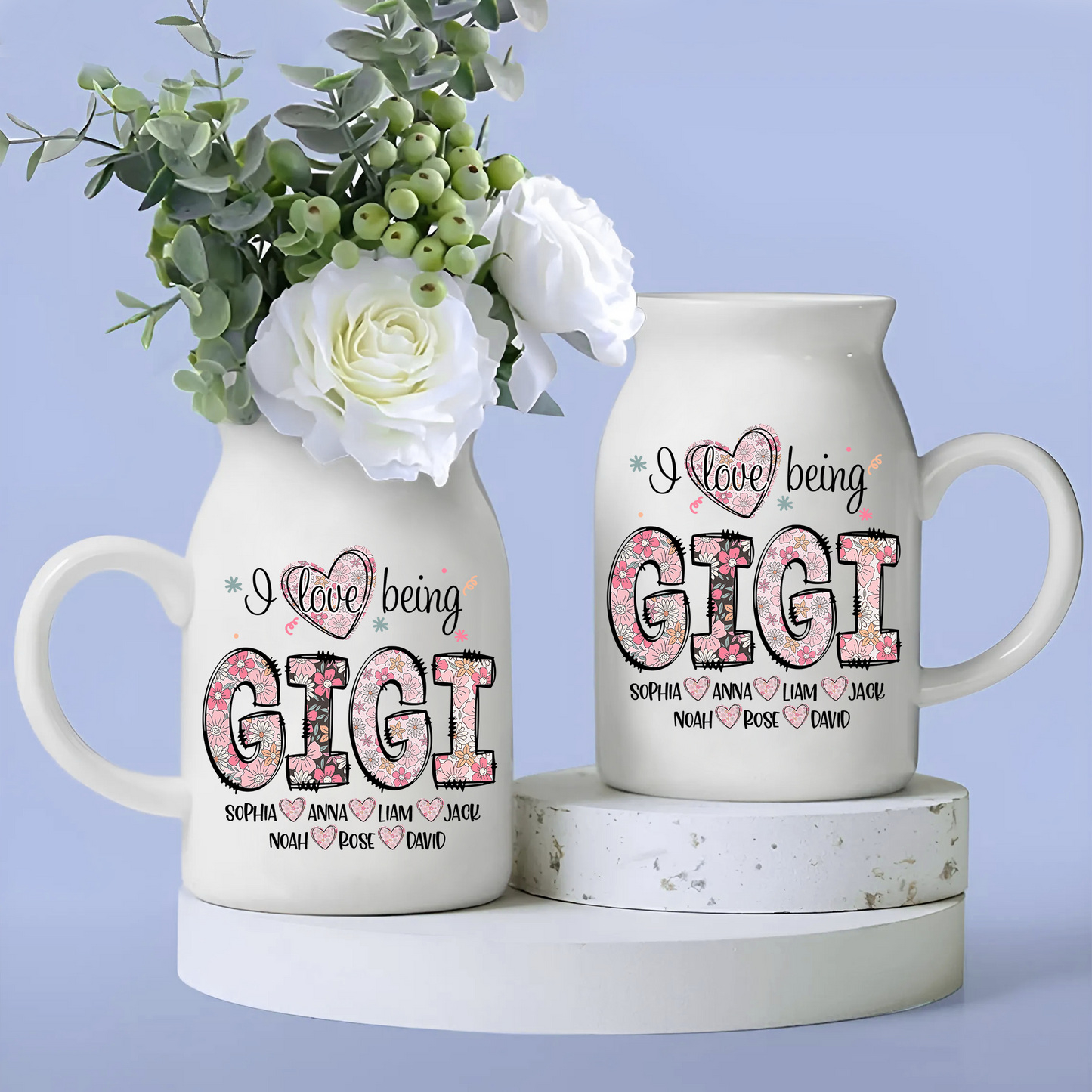 Sublimation Flowers For Grandma And Kids - Custom Home Decoration Flower Vase According To Family Requirements, Ceramic Flower Vase