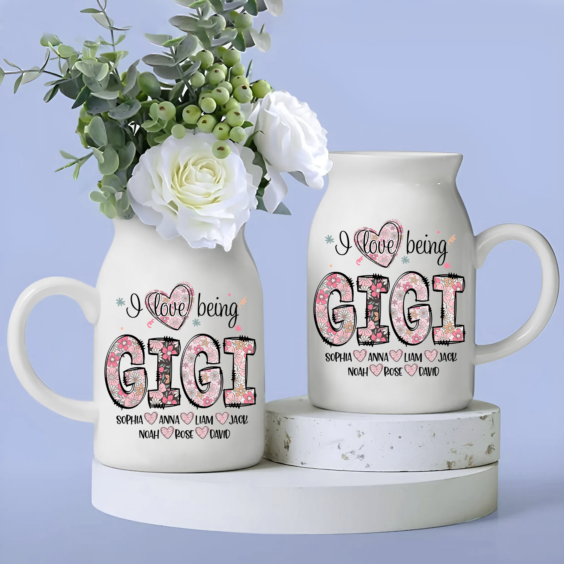 Sublimation Flowers For Grandma And Kids - Custom Home Decoration Flower Vase According To Family Requirements, Ceramic Flower Vase