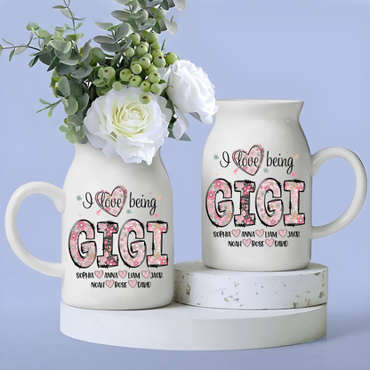 Sublimation Flowers For Grandma And Kids - Custom Home Decoration Flower Vase According To Family Requirements, Ceramic Flower Vase