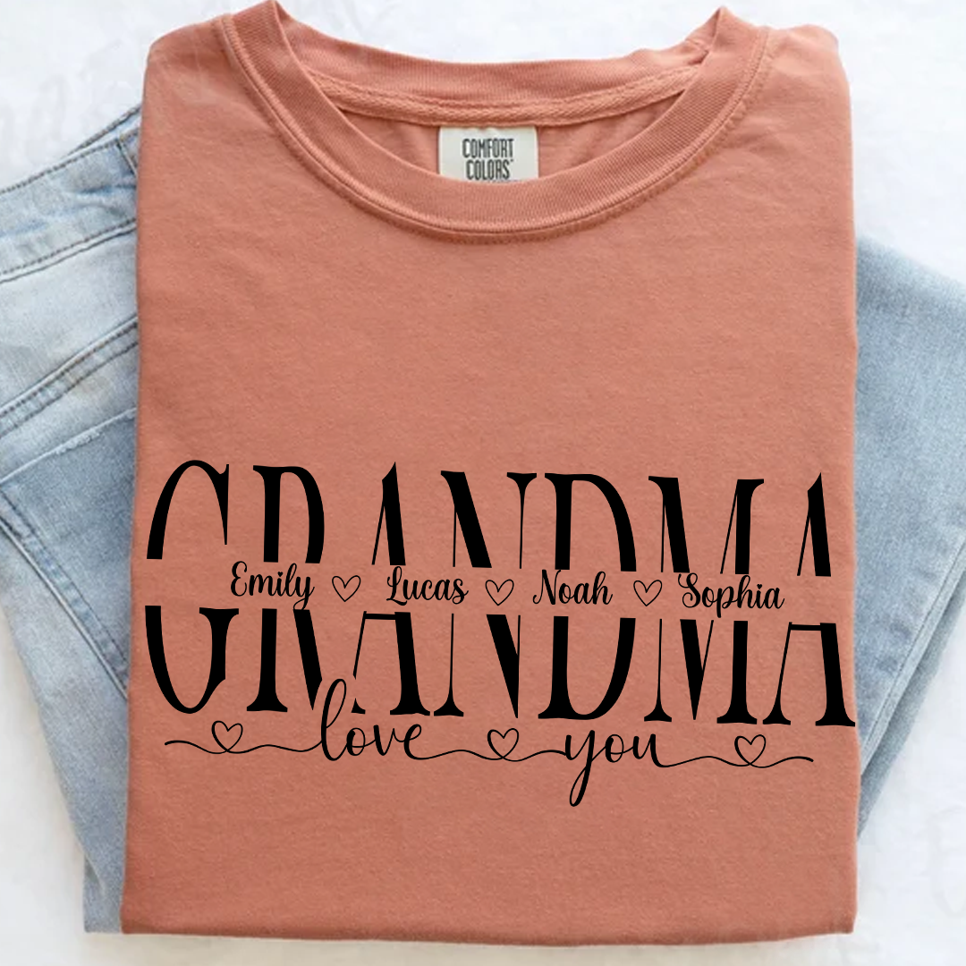 Personalized Grandma Shirt with Grandkids' Names - Comfort Colors T-Shirt