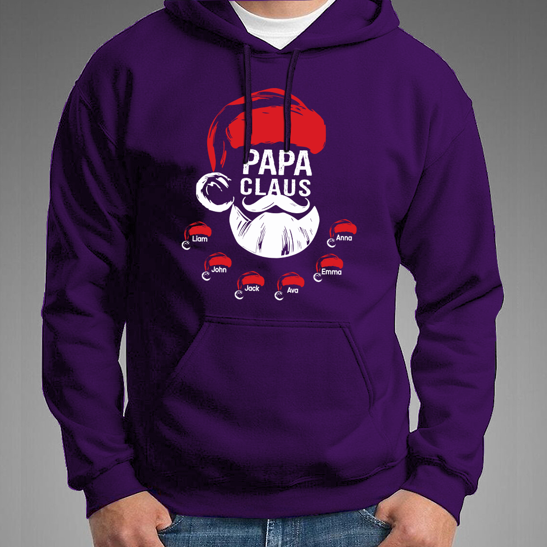 Custom Papa Claus Christmas, Gift For Papa And Kids Hoodie