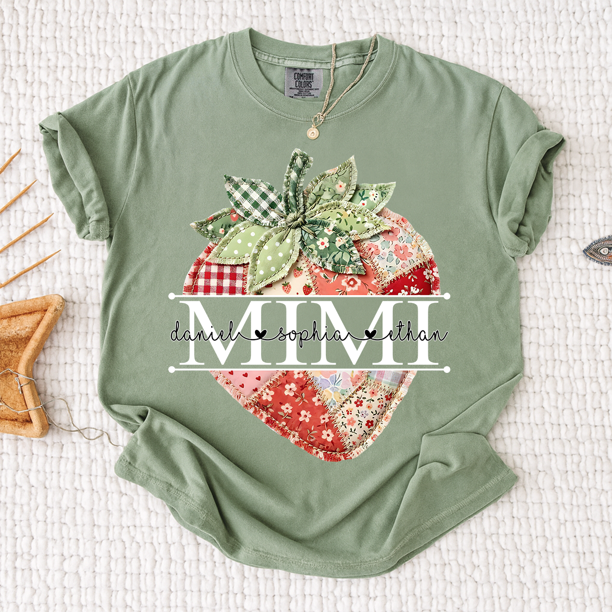 Comfort Colors® Mimi Strawberry Shirt, Personalized Cute Summer Grandma Tee For Gift Grandma And Kids