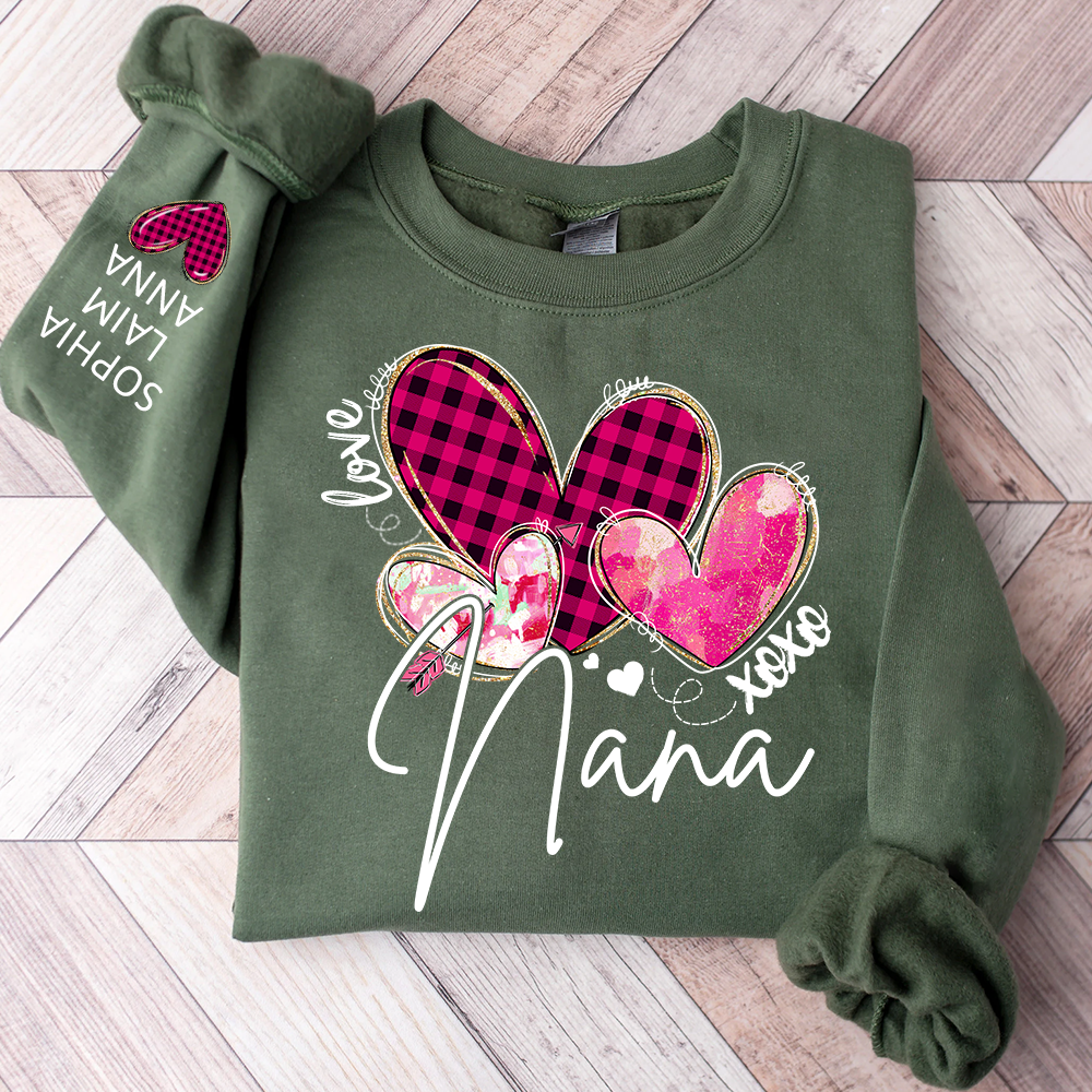 Customized Valentine Pink Xoxo Valentine Design, Personalized Nana with Kids Name