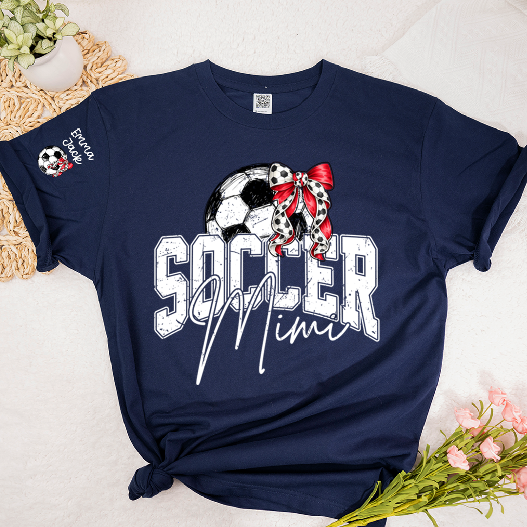 Mimi Soccer Fan T Shirt Custom Names Soccer Ball Graphic Sports Grandma Tee