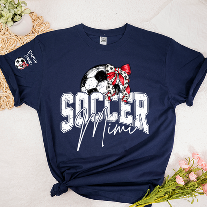 Mimi Soccer Fan T Shirt Custom Names Soccer Ball Graphic Sports Grandma Tee
