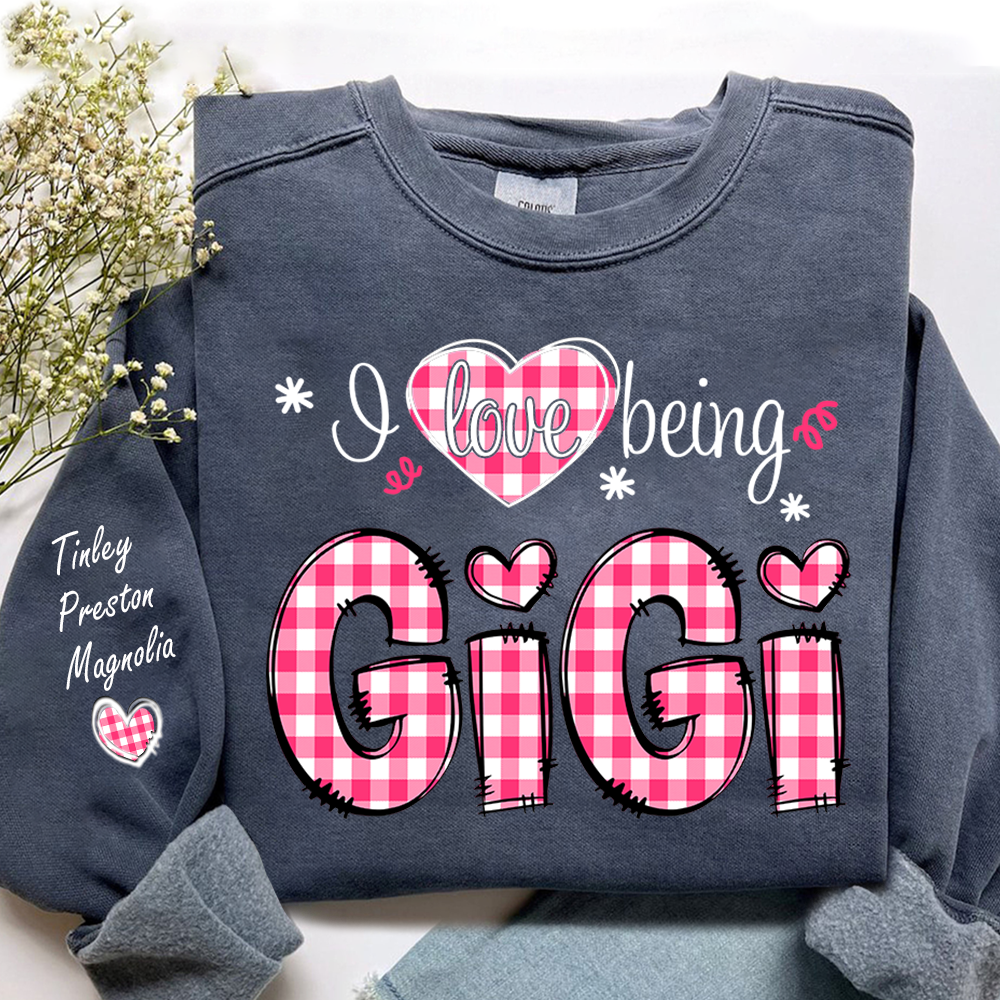 Personalized Grandma Valentine Sweatshirt, Custom Name Family Shirt, I Love Being Gigi Design