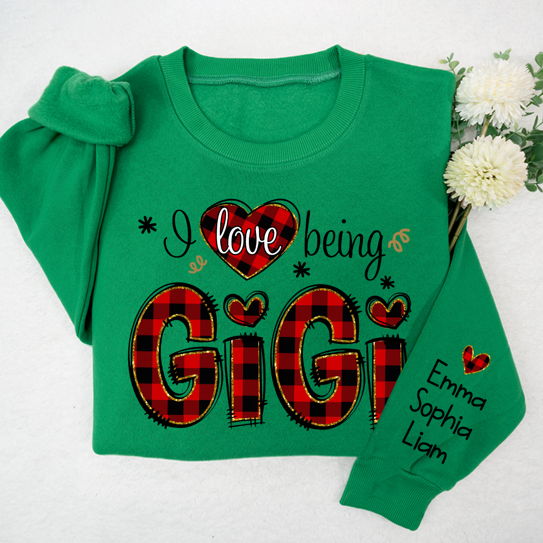 Personalized Love Being Gigi Christmas With Grandkids, Grandma Gift TH Sweatshirt