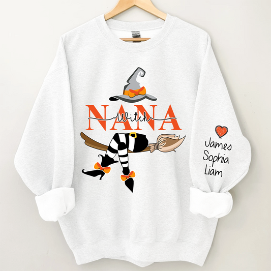Personalized Nana Witch Halloween Sweatshirt, Halloween Gift, Grandma Gift TH