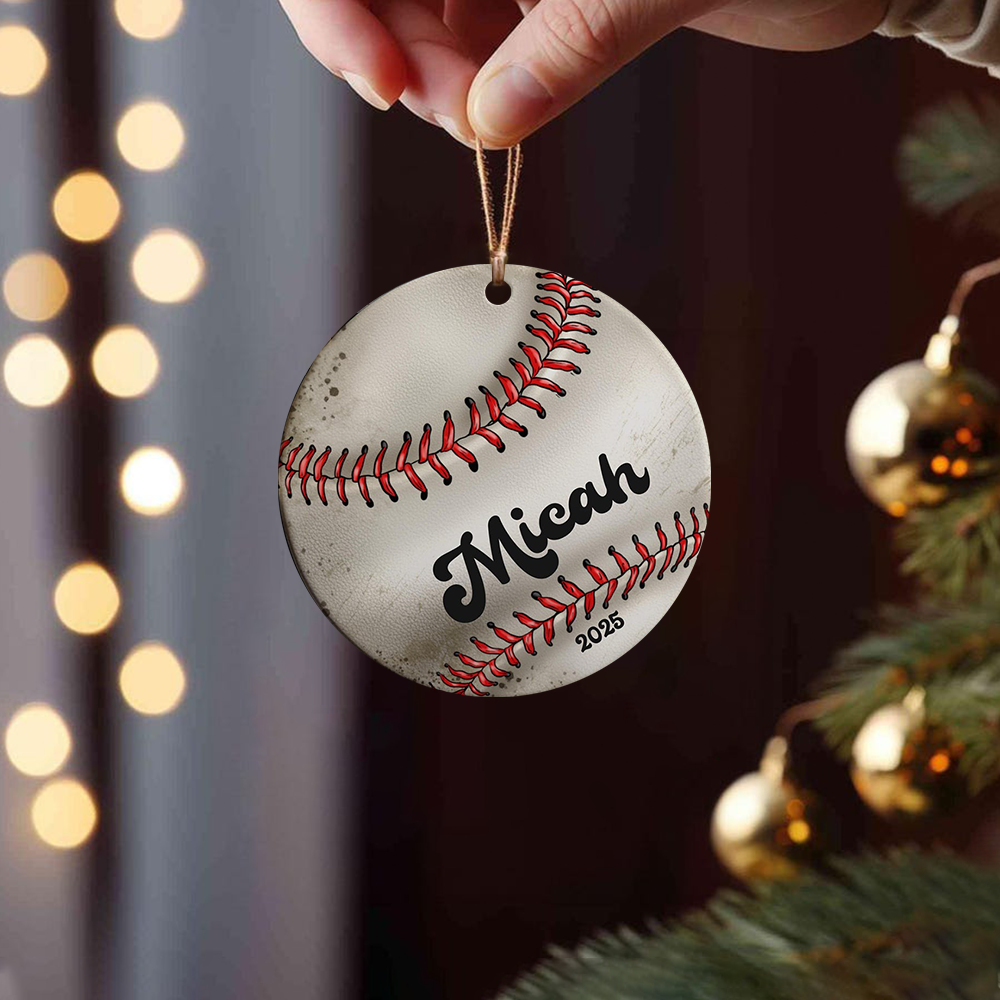 Custom Sports Christmas Acrylic Ornament, Personalized Name Christmas Tree Decor Gift For Sports Fans